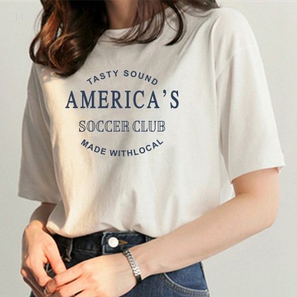 【M～3XL】アルファベットプリントロゴ半袖Tシャツ